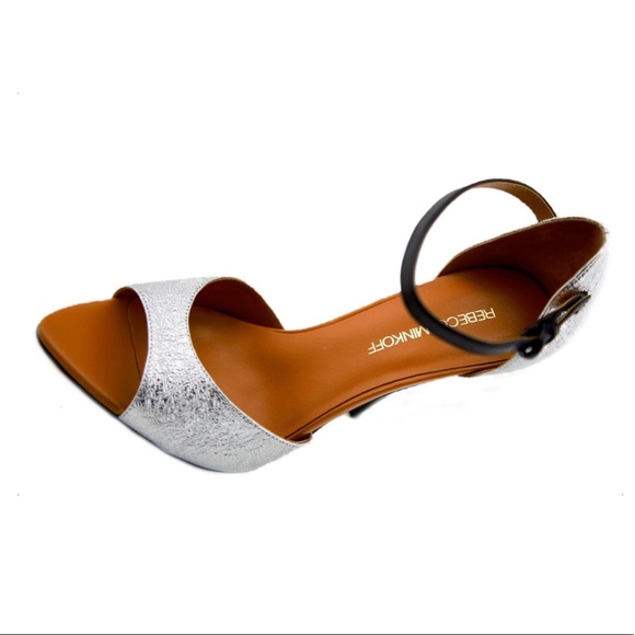 Rebecca Minkoff Cracked Leather Silver Heels - Picture 3 of 8